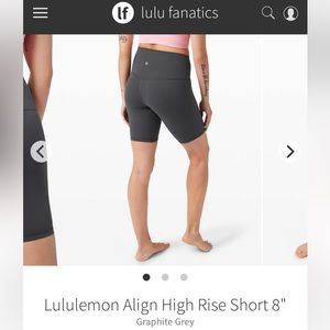 Lululemon Align High Rise Short 8", Graphite Grey, Sz 6 w/ Riptag